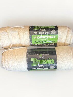 NWT Vintage Brunswick 503 Light Yellow 4 Ply 100% Wool Sport Yarn, 2 Skeins